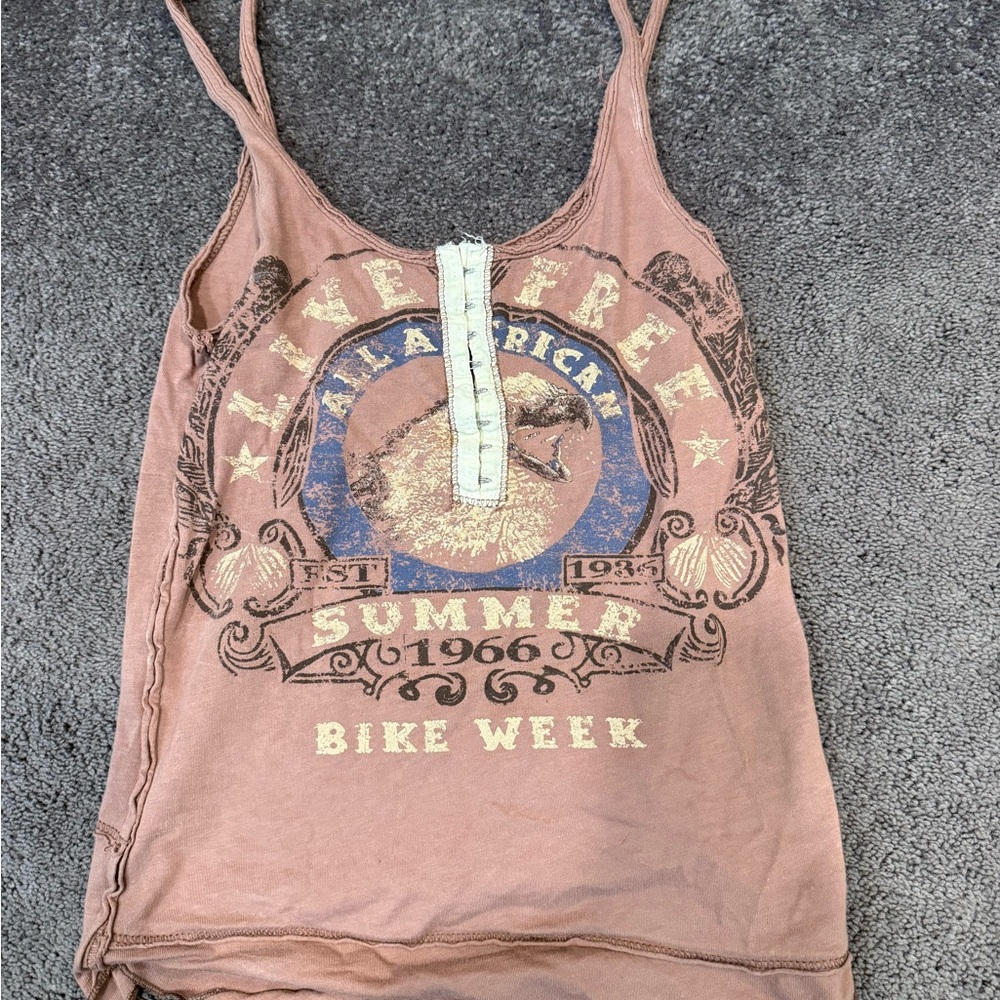 We The Free Graphic Tank Top - Brown and Cream